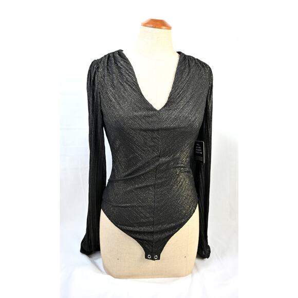 Set of 2 EXPRESS Long Sleeve Bodysuits SHIMMER XS NWT - Picture 6 of 9